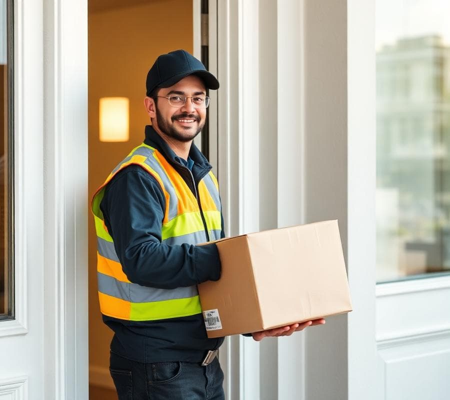 Courier delivering a business parcel