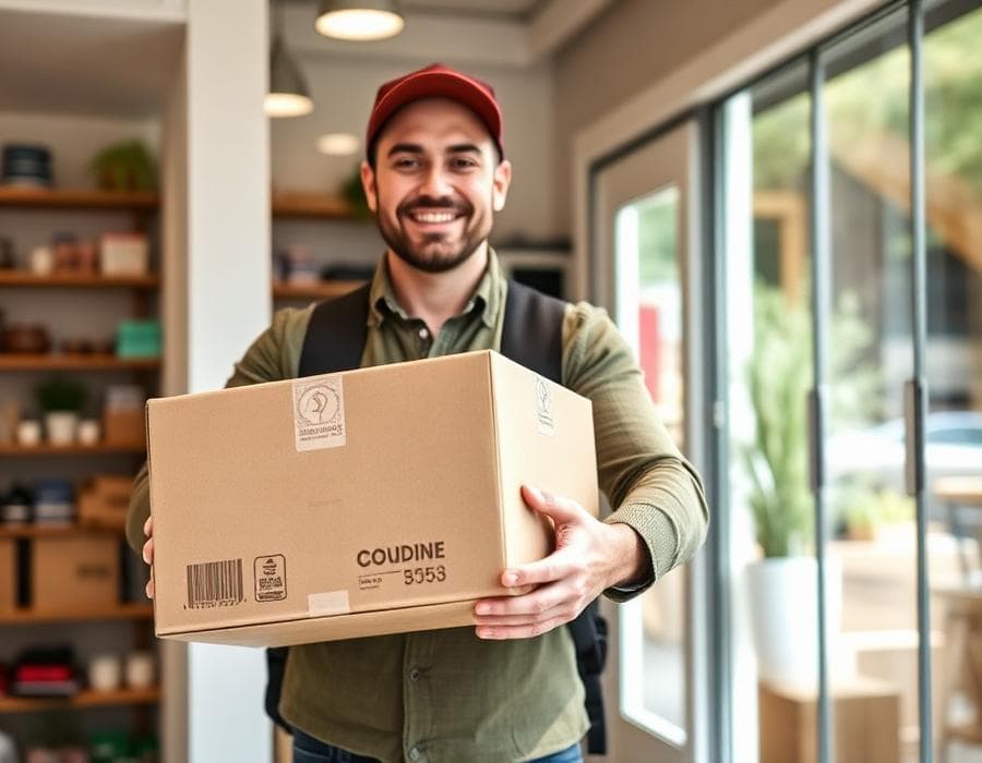 Business courier carrying a parcel